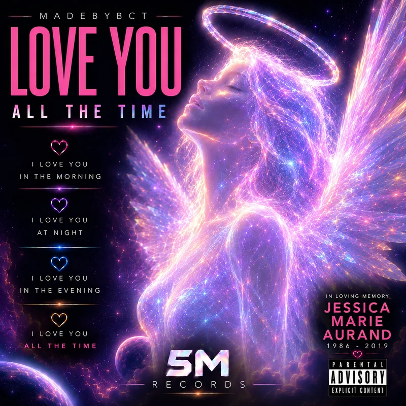 Love You All The Time cover: a glowing angel among the stars